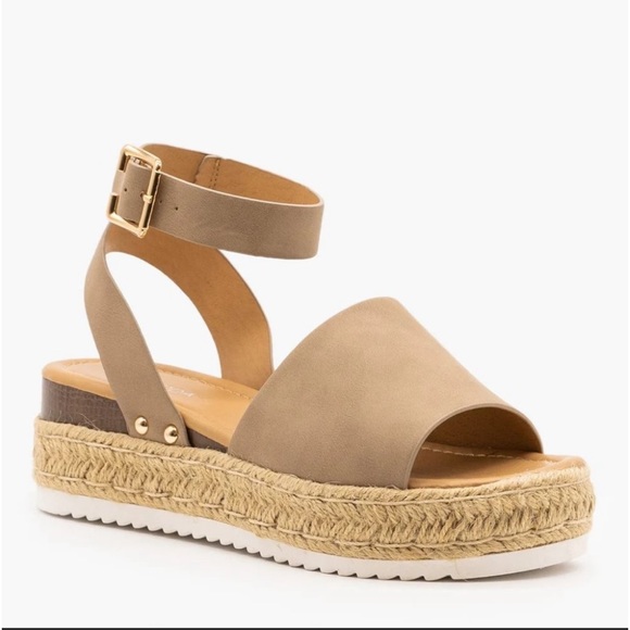 TOP Moda Shoes - Top Moda Women Sweet and Simple Espadrille Platform Sandals - Khaki - Size 8